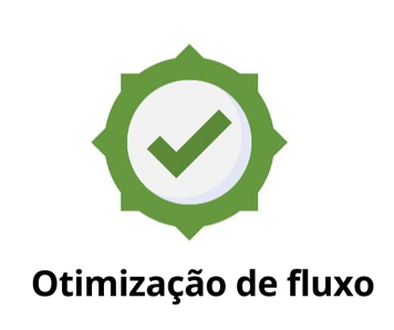 ícone de símbolo de cheque ilustrado com texto "otimização de fluxo".