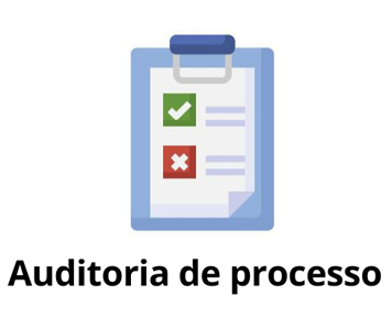 ícone ilustrado de documento com texto "auditoria de processo".
