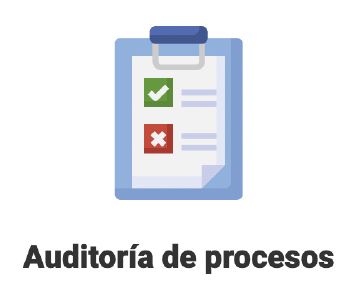 ícono ilustrado de documento con texto "Auditoría de procesos".